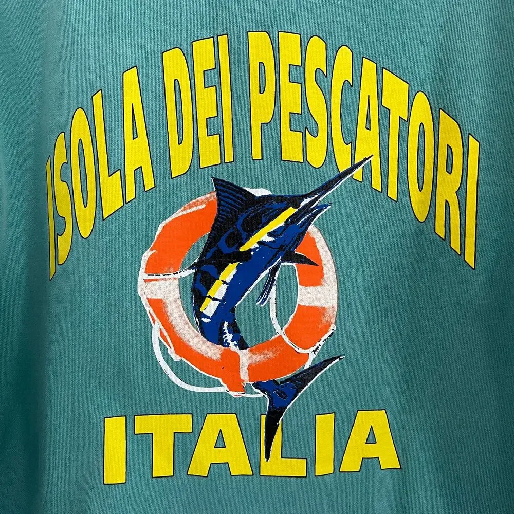 Firstport Italia Sweatshirt Cropped Isola Dei Pescatori Crew Neck Size XS - Picture 2 of 6